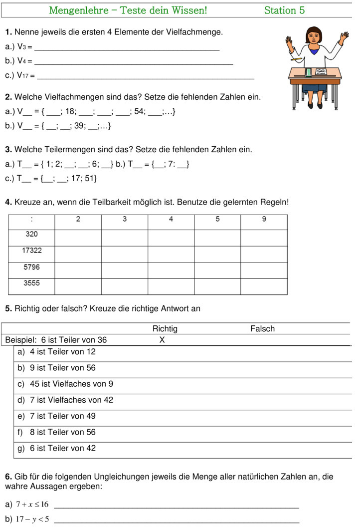 Bungsblatt Zu Mengenlehre