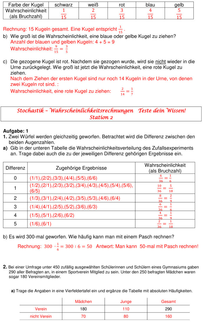 Übungsblatt zu Wahrscheinlichkeit