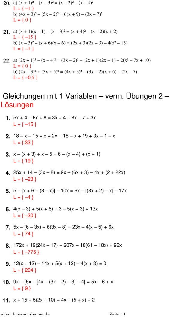 Bungsblatt Zu Terme Und Gleichungen Klasse