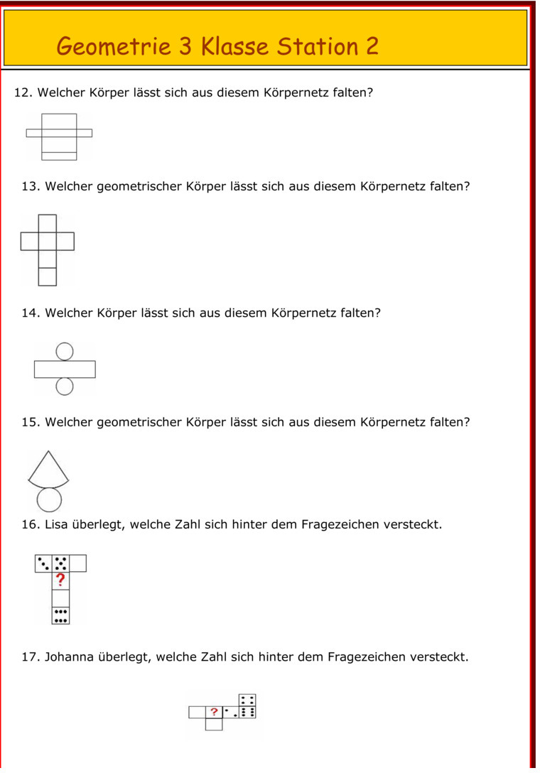 Übungsblatt zu Geometrie