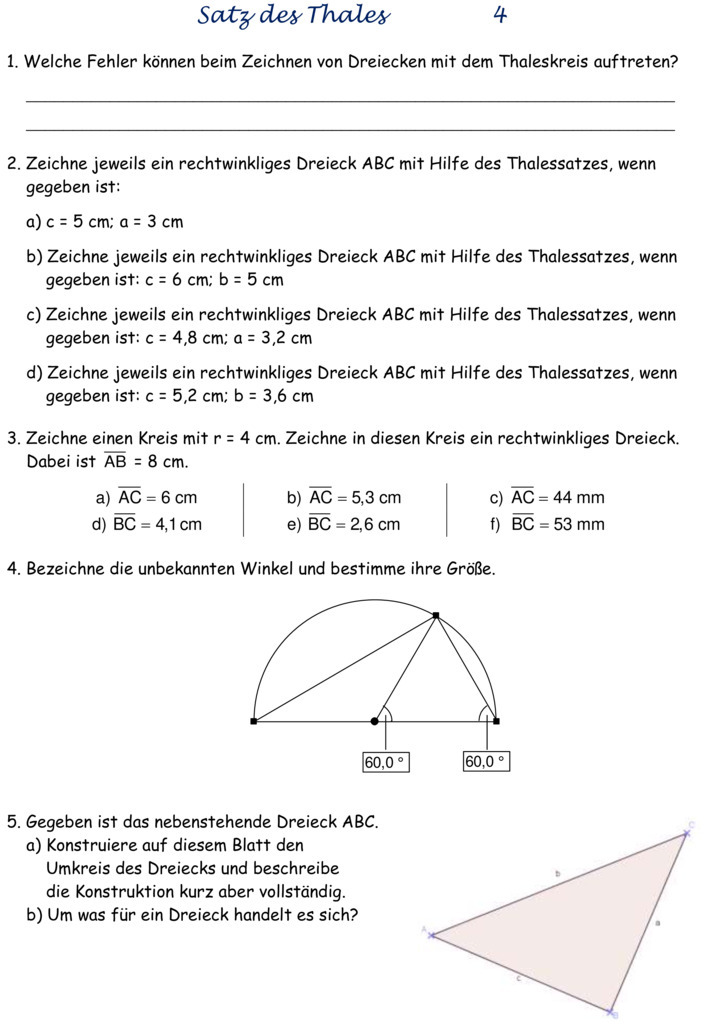 Bungsblatt Zu Geometrie Klasse