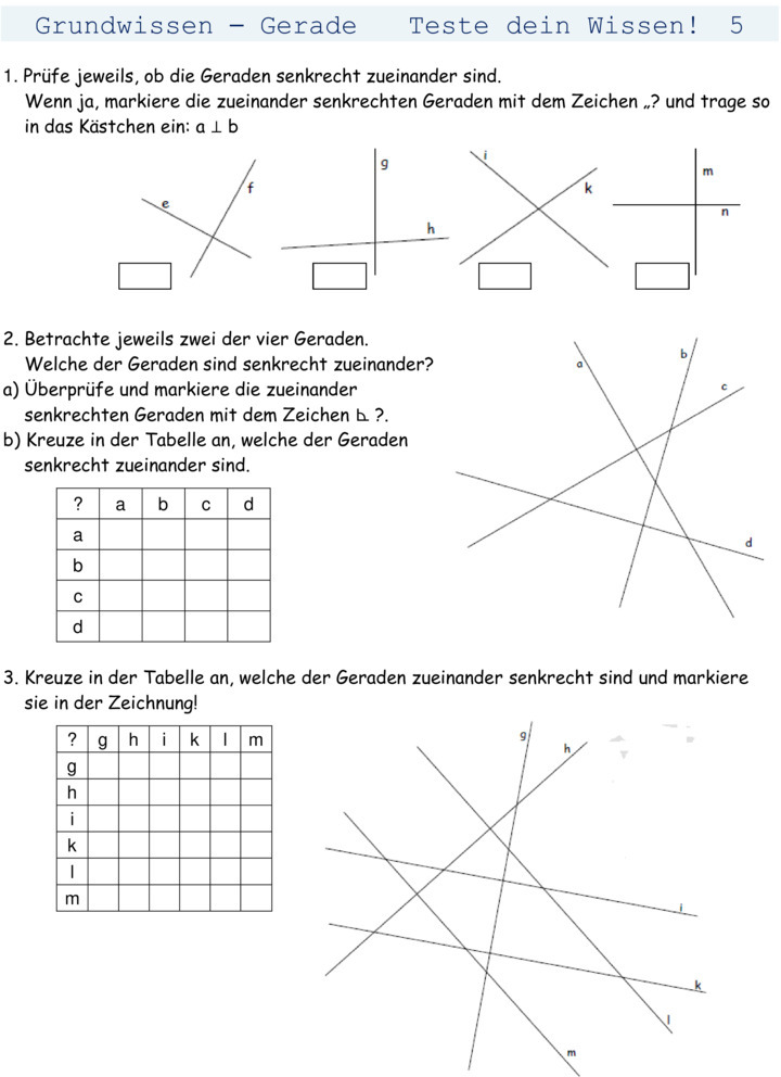 Übungsblatt Zu Geometrie [6. Klasse]