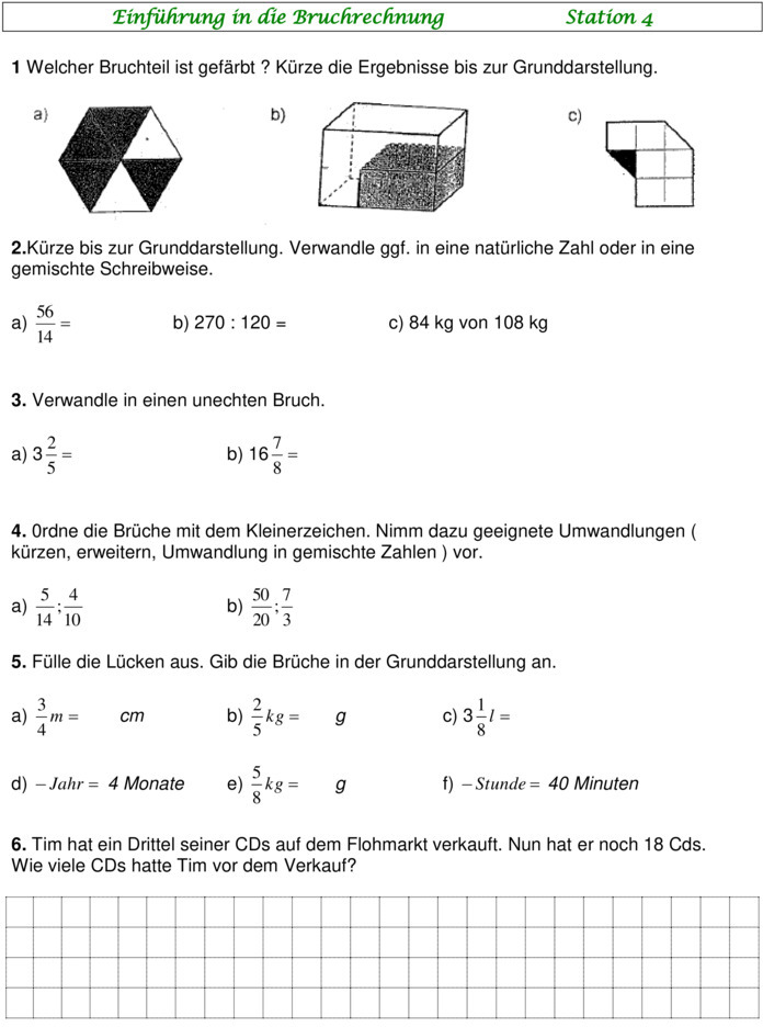 Ãœbungsblatt zu BrÃ¼che