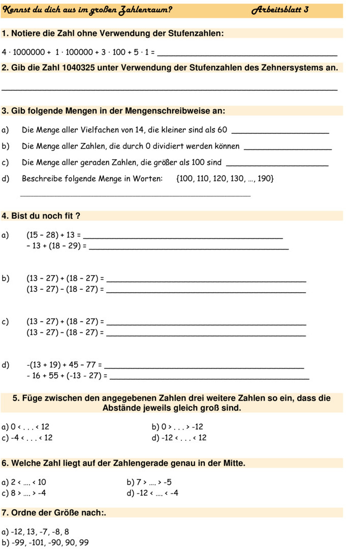 Übungsblatt Zu Natürliche Zahlen