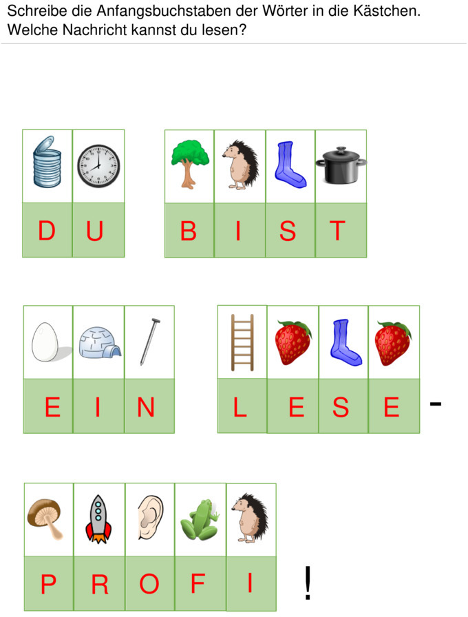 Übungsblatt Zu Anlaute