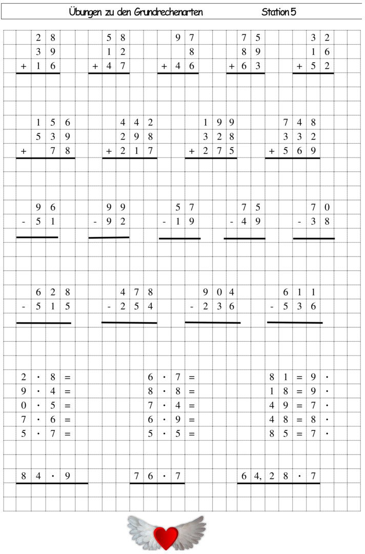 Übungsblatt zu Grundrechenarten