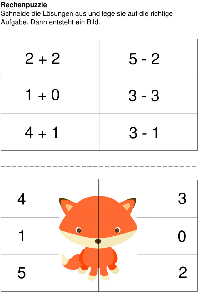 Ãœbungsblatt zu Rechnen von 1 bis 5