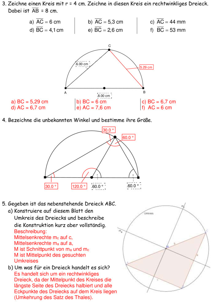 Übungsblatt zu Geometrie [7. Klasse]