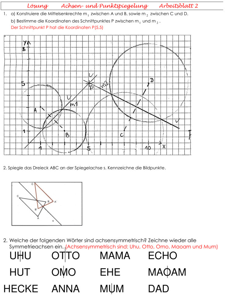 Übungsblatt zu Geometrie 6. Klasse
