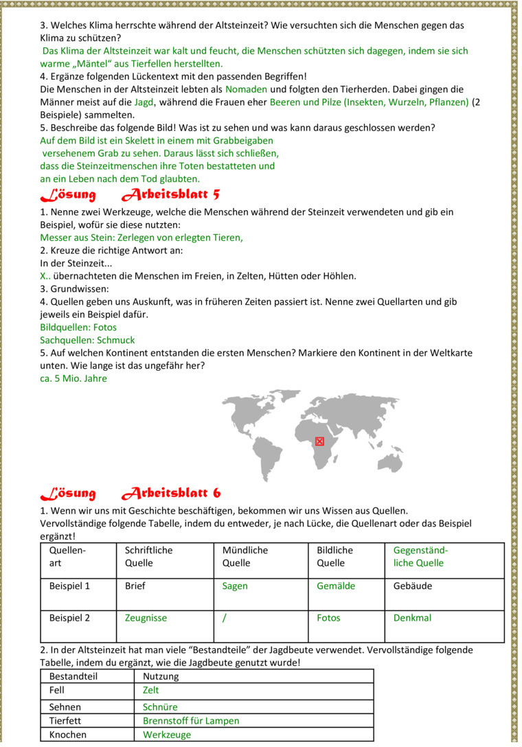 Übungsblatt zu (Früh)geschichte