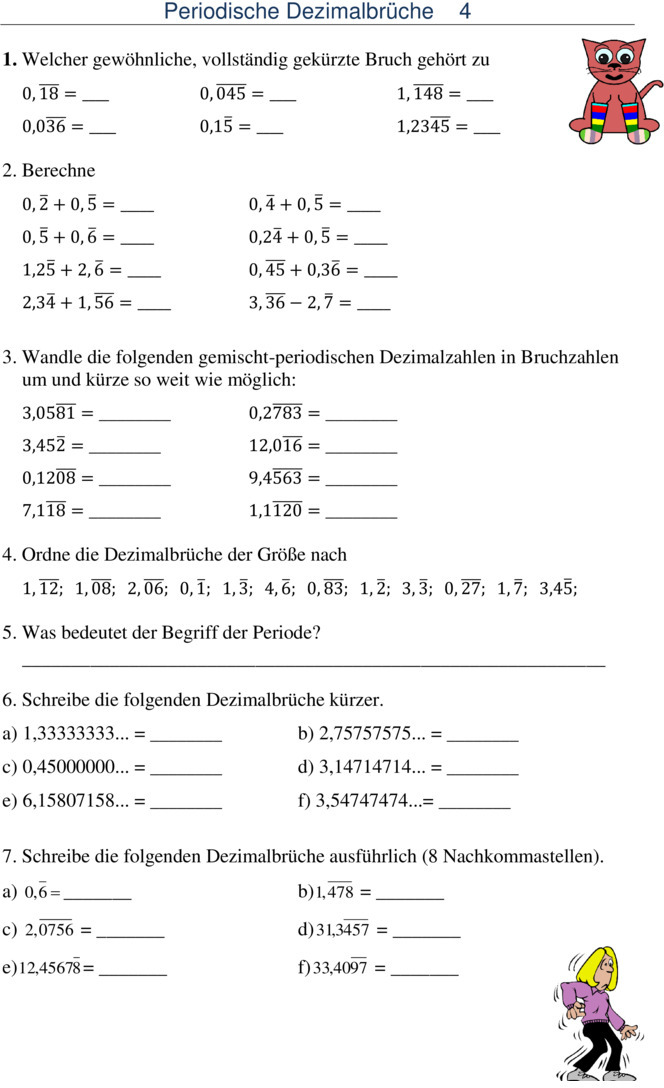 Übungsblatt zu Dezimalzahlen