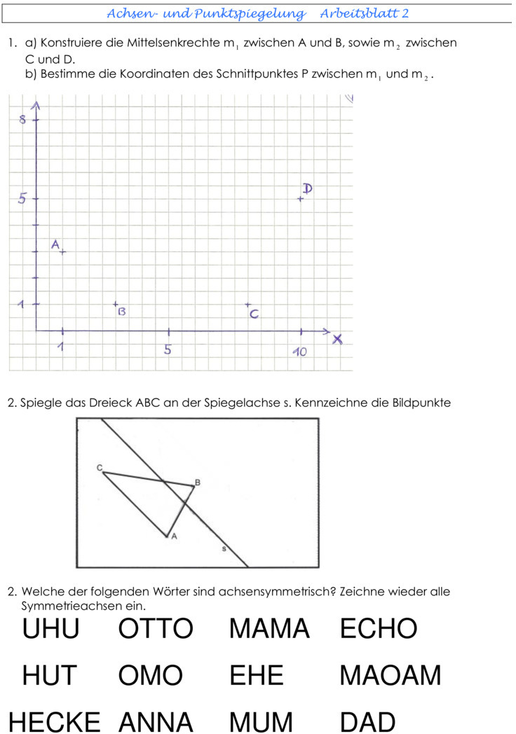 Übungsblatt zu Geometrie [6. Klasse]