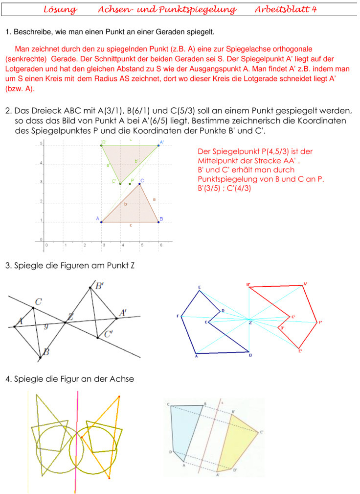 Ãœbungsblatt zu Geometrie 6. Klasse