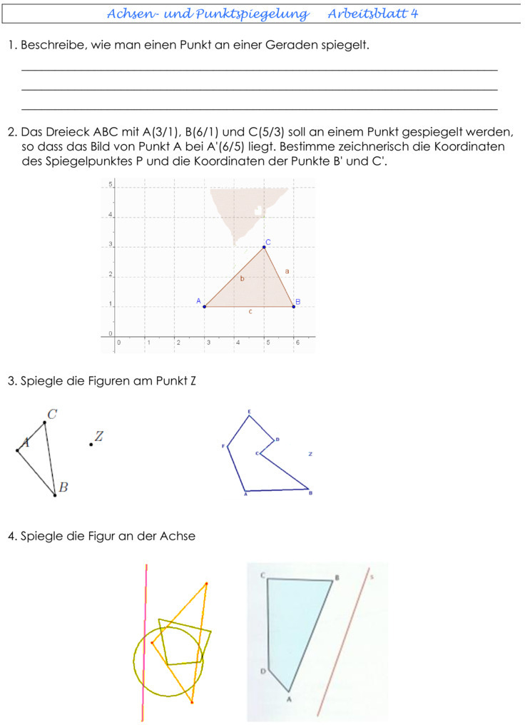 Übungsblatt zu Geometrie [6. Klasse]