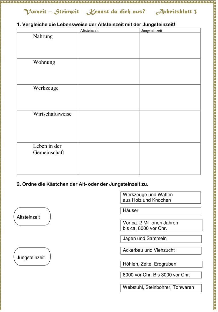 Übungsblatt zu (Früh)geschichte