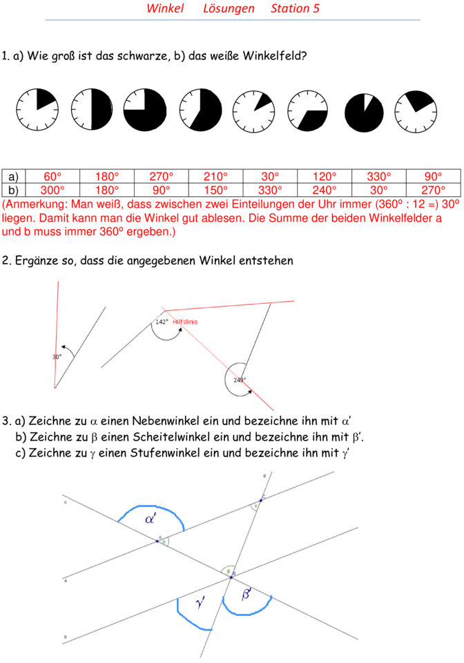 Übungsblatt Zu Winkel