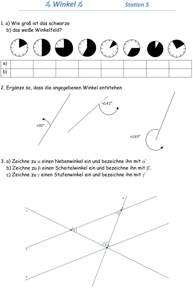 Übungsblatt Zu Winkel
