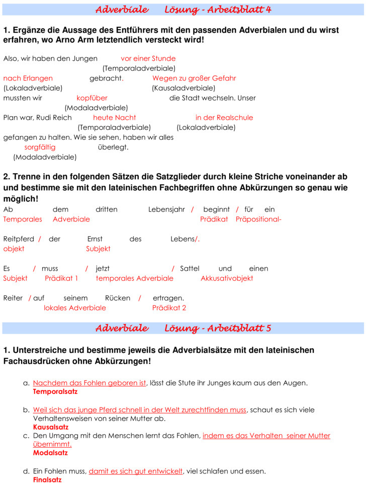 Übungsblatt Zu Satzarten Und Satzzeichen