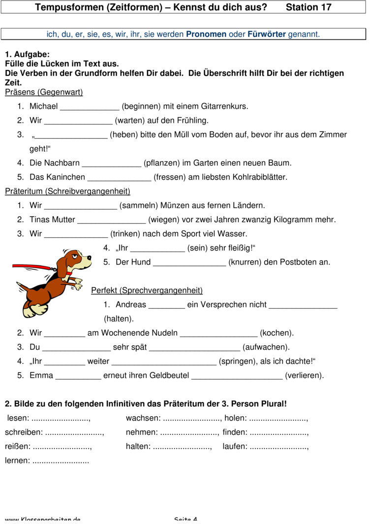 Übungsblatt Zu Zeitformen