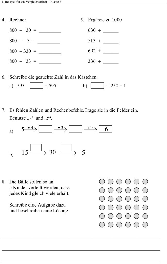 Klassenarbeit zu 2. Halbjahr gemischt [Mathe 3. Klasse]