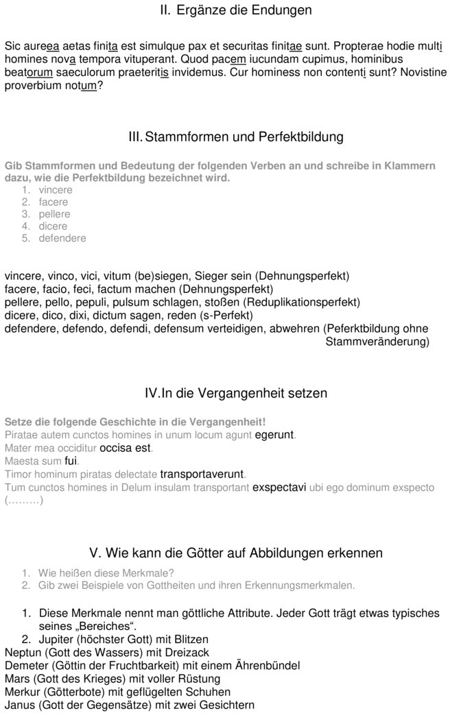 Klassenarbeit zu Übersetzung