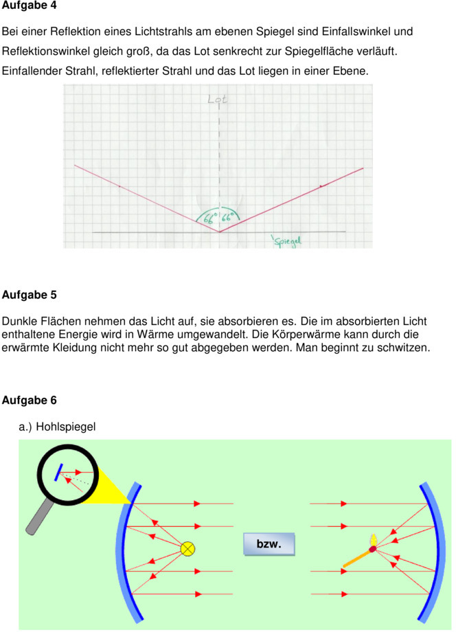 Klassenarbeit zu Optik