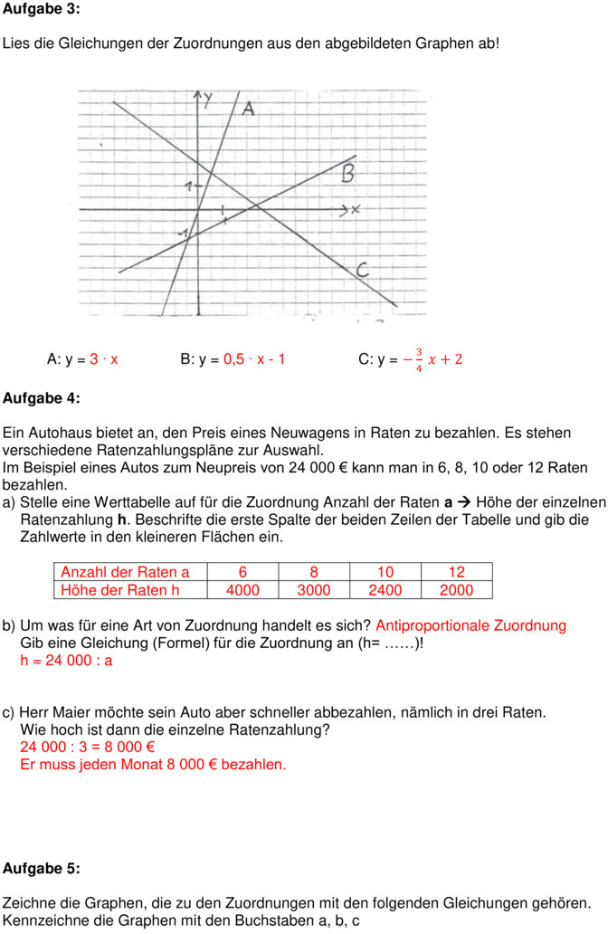 Klassenarbeit Zu Proportionale Zuordnungen [Klasse 7]