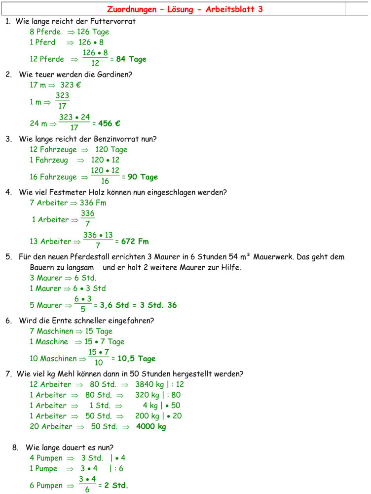 Übungsblatt Zu Proportionale Zuordnungen [Klasse 7]