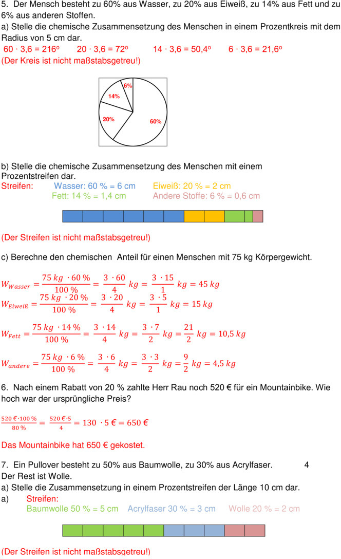 Klassenarbeit zu Prozentrechnung