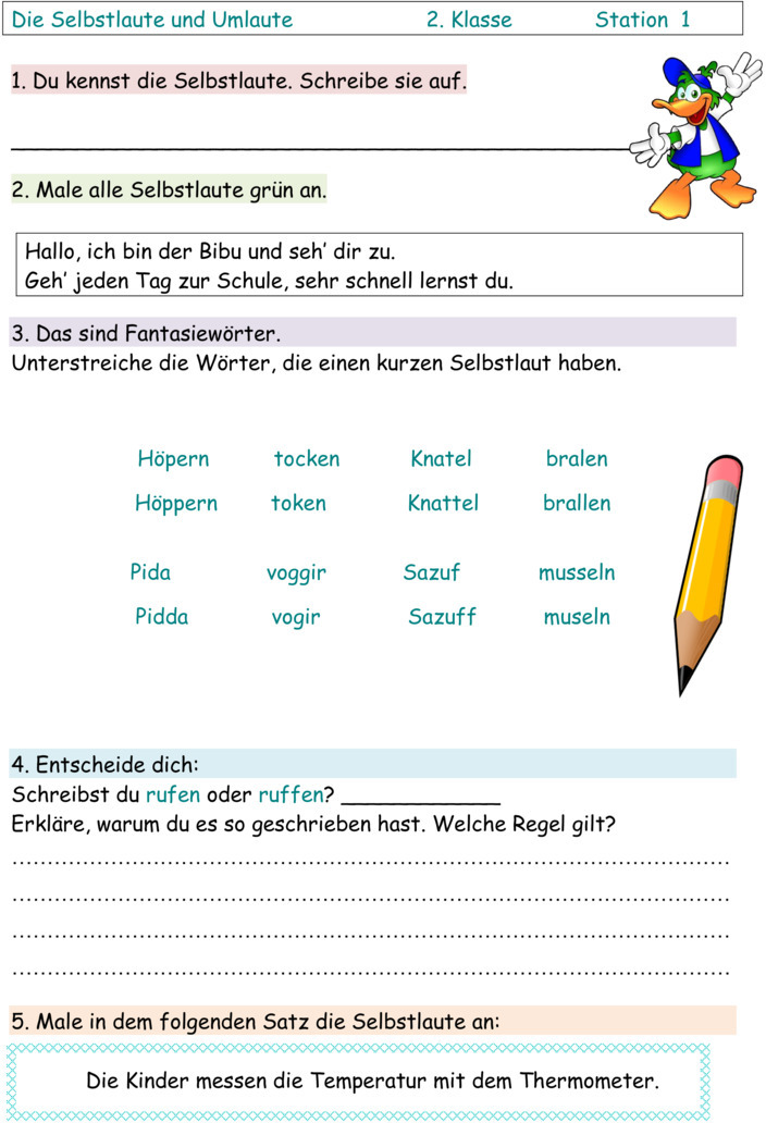 Übungsblatt zu Das ABC [2. Klasse]