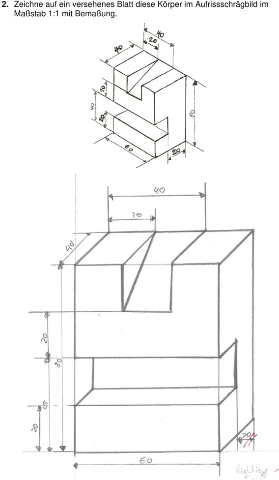 Klassenarbeit zu Technische Zeichnungen