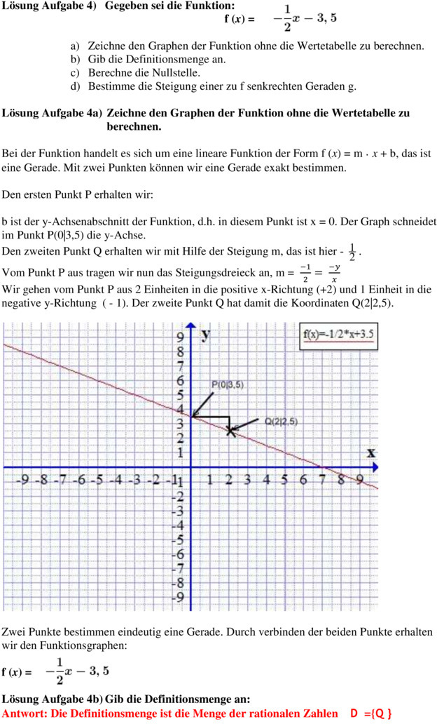 Klassenarbeit Zu Lineare Funktionen [8. Klasse]