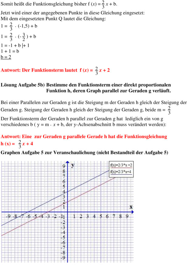 Klassenarbeit Zu Lineare Funktionen 8 Klasse