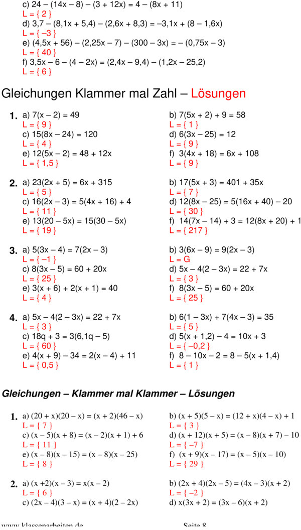 Übungsblatt Zu Terme Und Gleichungen [8. Klasse]