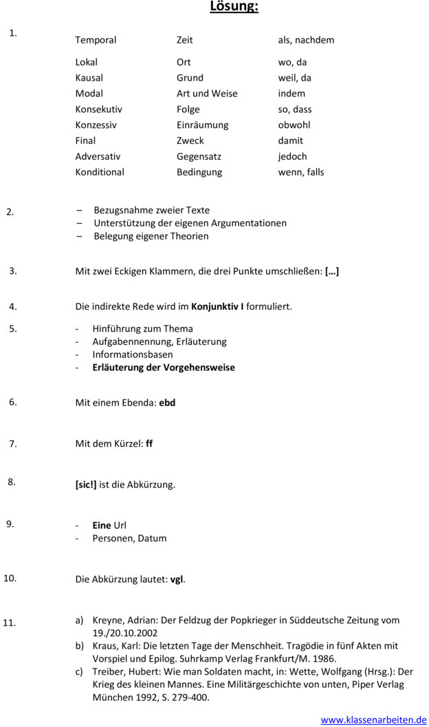 Klassenarbeit zu Grammatik [Deutsch 9. Klasse]