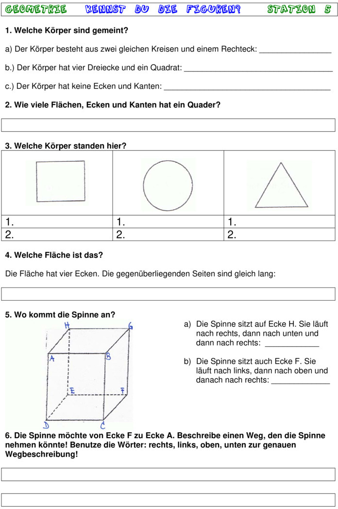 Übungsblatt Zu Geometrie