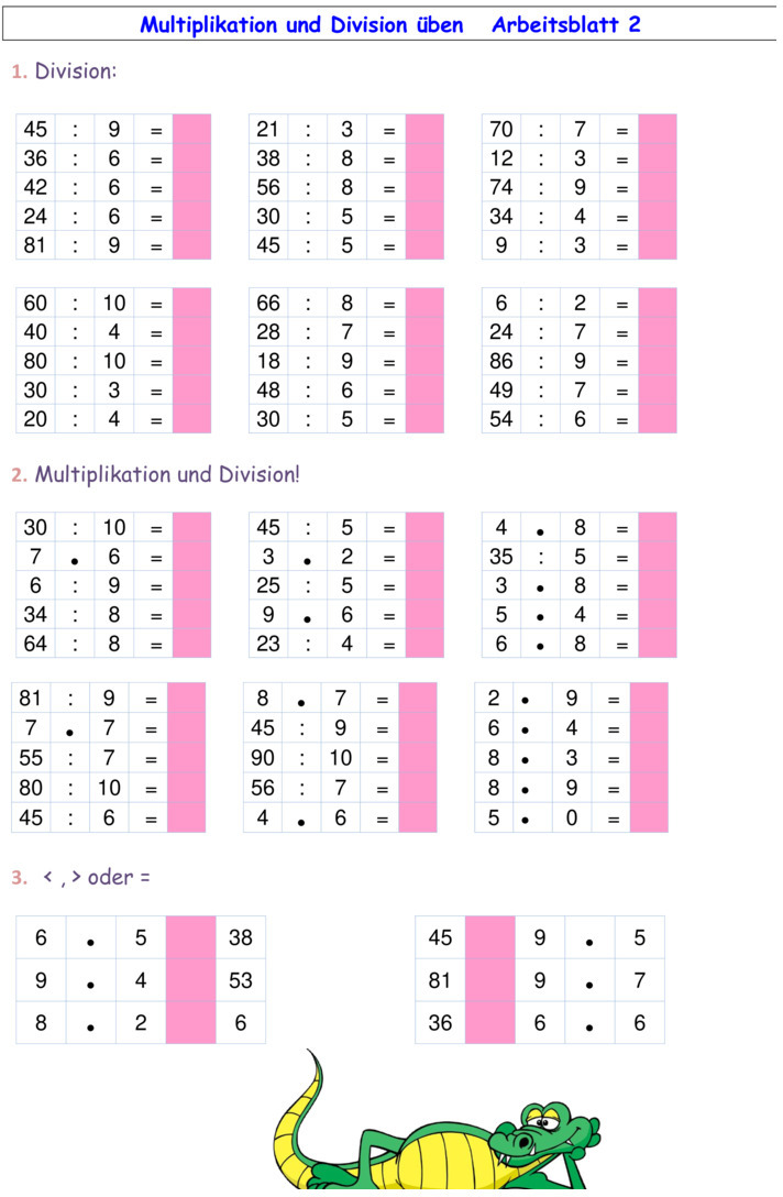 Übungsblatt zu Multiplikation und Division