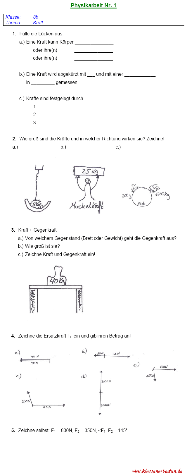 Physik online: Kräfte